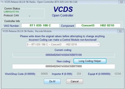 Below is an example of how to encode with the VCDS program.