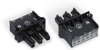 2 58 WINSTA MIDI Snap-In Sockets, 3-Pole Cutout dimensions Plate thickness: 0.5 mm to 2 mm Cutout tolerance: + 0.1 mm 2 x 0.5 4 mm² 1 2 x AWG 20-12 250 V/4 kv/3 25 A L 9 mm / 0.