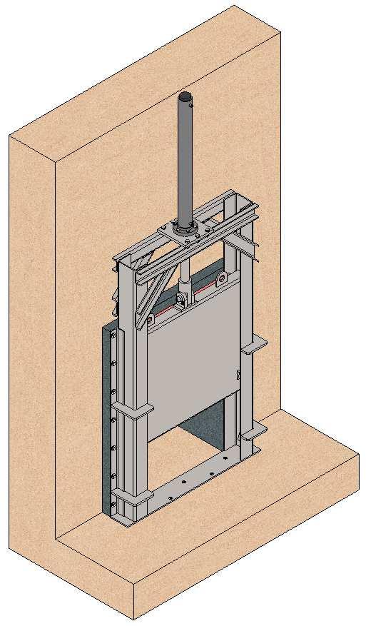 ASSEMBLY POSITIONS This type of penstock is mounted on vertical walls in which there is a square, round or rectangular orifice; this orifice may be at ground level (fig.
