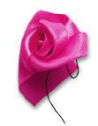 After sewing the centre of the rose between the petals, trim the ribbon in the same colour,
