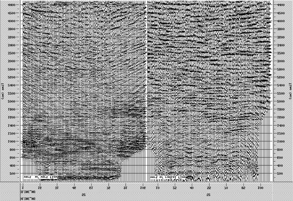 Processing the Teal South 4C-4D Figure 28 Comparison between vertical data processed with conventional flow (shown in Figure 16), at left, and the same data processed with radial component flow