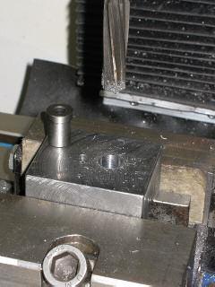 After milling the V, the work was turned around in the vice and the 7mm hole opened up to 9.