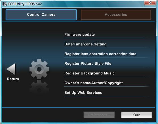 Click the required settings and specify each one. Available and How to Specify the for EOS M or EOS M Updating firmware M M Update firmware as directed by the on-screen messages.