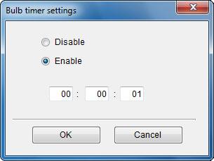 Follow the procedure of step and step for " Live View " (p.). Select [Bulb timer settings] in the [ menu]. The [Bulb timer settings] window appears. Specify settings. Select [Enable].
