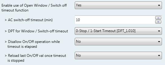 1 Enable use f Open Windw / Switch ff timeut functin This parameter shws/hides the Cntrl_ Switch Off Timeut cmmunicatin bject which lets Start/Stp a timeut t switch ff the indr unit.