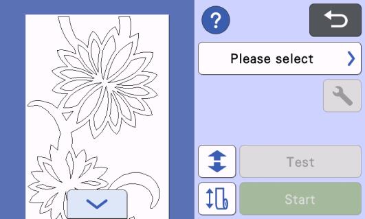 Select to display the pattern enlarged to a 2-inch area. b Select Cut in the preview screen. Select to display the pattern reduced to show all of it.