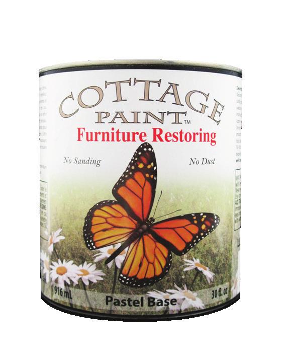 Cottage Paint- 8oz jar Available in many pre-tinted colors -see chart. Used for painting furniture and cabinetry. Water based Clay paint that is easily distressed with a damp cloth.