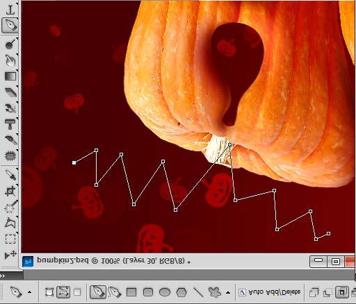 In order to create pumpkin tendrils, Create a new layer, use the pen tool (not the pen &