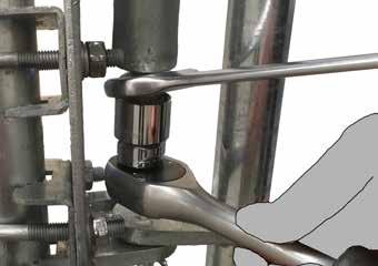 Once the gate is completely closed tighten the locking nut to hold the tension. Caution:- Continue to hold the ratchet firmly and do not release until the lock nut is tightened.