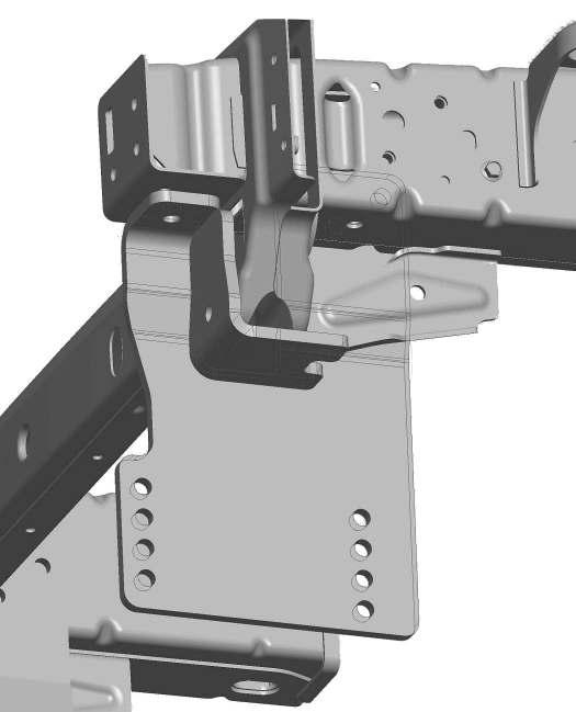 Insert a Nut Plate Weldment (#5) through the rectangular slot in the front of the truck frame and bend the wire as needed to align with the drilled hole (See Figure 5).