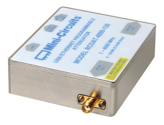 USB / Ethernet Programmable Attenuator 50Ω 0 120 db, 0.25 db step 1 to 4000 MHz The Big Deal Wide attenuation range, 120 db Fine attenuation resolution, 0.