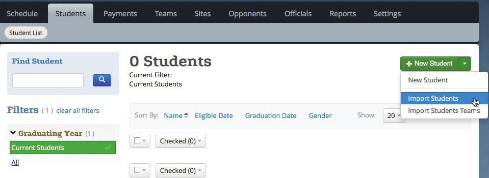 Warm Ups: Adding Students Import Existing Student Lists To import student lists, you will need to: n Download the appropriate spreadsheet template from the ArbiterGame website to either add students