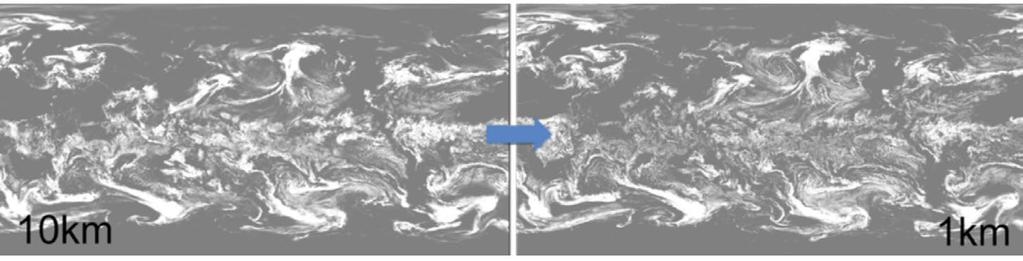 CLIMATE, WEATHER AND EARTH SCIENCES Figure 6: Moving from 10km (left) to 1km (right) grid resolution global models as well as more atmospheric layers for both climate simulations and weather