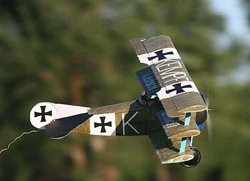 Fokker Dr.I 35 Page 6 FLYING The model should ROG on grass, pavement or hard surfaces. Use full throttle and full up elevator on takeoff. Once the model is airborne, ease off the elevator to neutral.