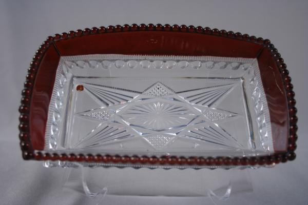 #1220 Punty Band Pickle tray, ruby flashed