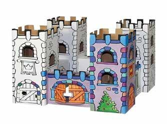 Land of Fantasies Level Two Age: 3 years and up / Contents: 1 castle, 12 pens Approx finished castle dimensions: 24 x 24 x 21 cms Can be built easily without glue, thanks to