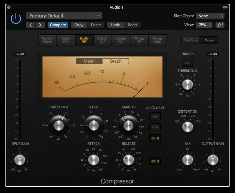 Studio FET FET compressors are fast and punchy. Try this on drums.