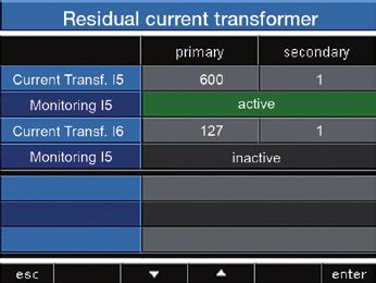 Residual current transformer When using residual current inputs I5 and I6, the corresponding transformer ratios of the used residual current transformer must be set.
