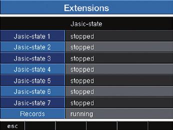 Jasic status Up to 7 customer-specific Jasic programs (1-7) and a recording can run in the UMG 512.