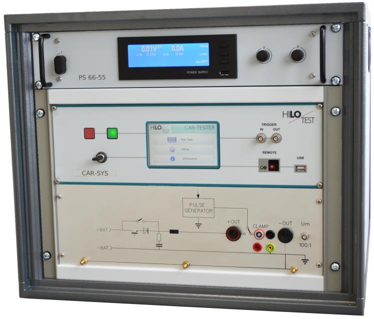 EXAMPLE CONFIGURATION OF HILO-TEST SYSTEM CAR-TEST-SYSTEM 14 I Puls #1, #2 and #3 + power Supply PS 66-55 ( 66V, 55A, 3300W ) Puls #2b, #4, and more, 50A continuous current (battery load), see