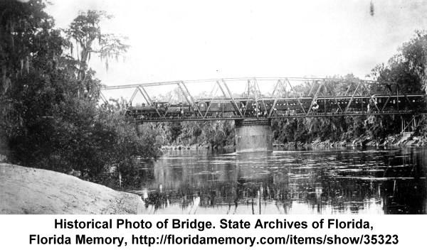 This historical photo shows the bridge