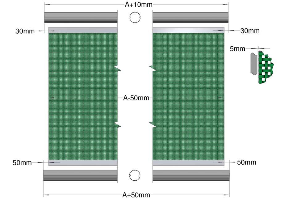 Please note when using the minimum dimensions there will be a 5mm gap between the fabric and the