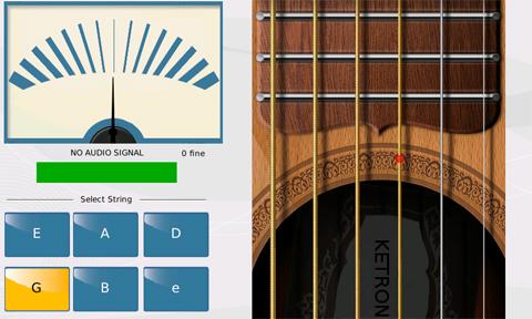 Fig. 177. LINE IN/GUITAR TUNER Now one by one, gently pluck the strings on your guitar and use the tuner to tune it.