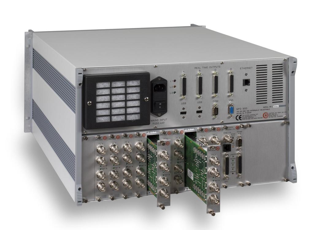 POSSIBLE CONFIGURATIONS: Each single ultrasonic channel can be equipped with a second pulser/receiver module which makes it a dual channel multiplexed unit.
