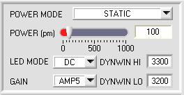 Parameterization POWER MODE: In this function field the operating mode of automatic power correction at the transmitter unit (transmitter LED) can be set.