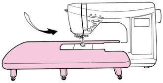 3 Assemble Wide Table to sewing machine body. Attach it to free arm of sewing machine.