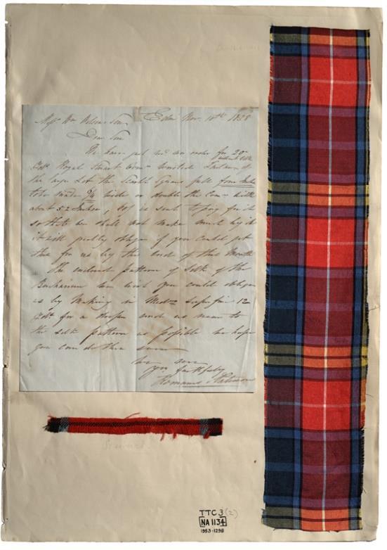 This blue version had previous been thought by tartan researchers to be a 20 th century trade error or fancy variation but the Wilsons letter proves it to be much older.