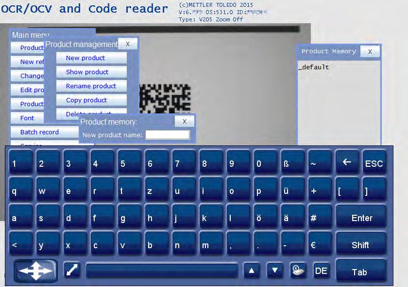 3.2 The Virtual Keyboard Alphanumeric characters (passwords, set texts, codes) will be entered via touch screen using the virtual keyboard. This will be displayed as soon as an entry has to be made.