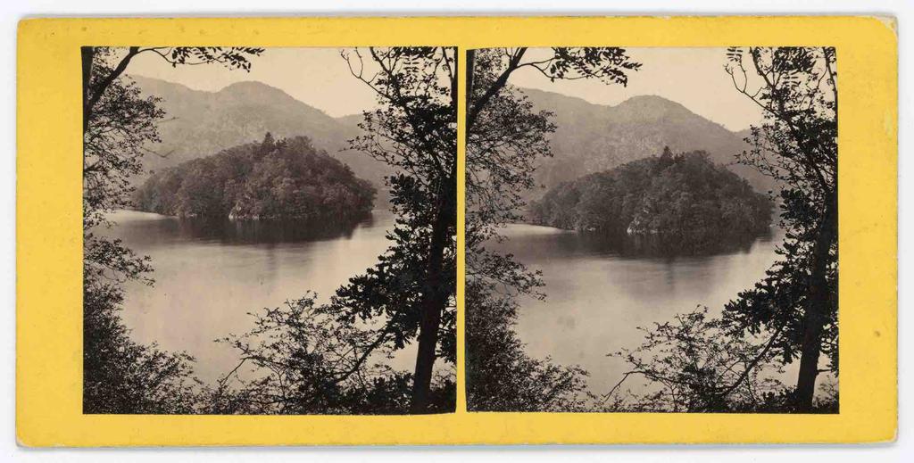 Stereocard by George Washington Wilson, Ellen's Island, Loch Katrine, Nº 36.