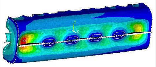 The simulations have been made with ANSYS codes. Figure 14: 10-gap H-cavity Tuning Simulation (deformations, force application, von Mises stress) 3.