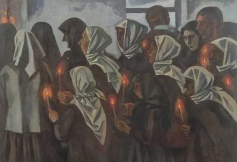 Victor Ivanov, Funeral, 1971, oil on canvas, 153 x 218cm Paintings by Andronov are well represented in Russian museums with