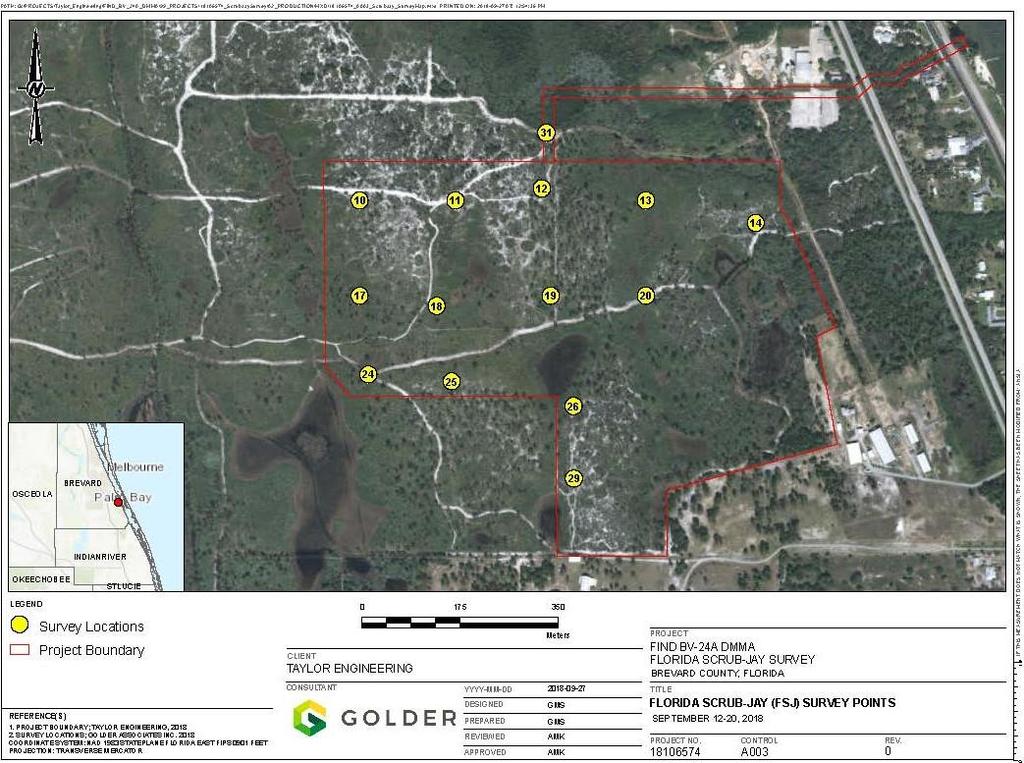 Figure 4: Florida Scrub-Jay Survey Points One new survey point, Point 31, was added in 2018 to cover FSJ habitat in the pipeline easement to the north of the Site (Figure 4).