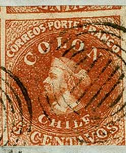 Valparaiso and tied by six barred target handstamps in black. SANTIAGO despatch cds in red (Aug 19).