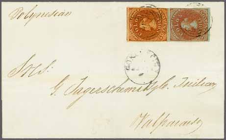 66 228 Corinphila Auction 26 November 2018 5111 5111 5 c. red-brown on blued, a fine example with large margins all round used in combination with Gillet 1854 5 c.
