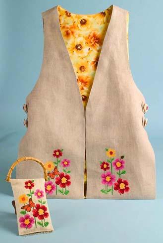 Page 21 Floral Vest I by Laura Doyle #4655 14 ct 144 x 230mm (5.67 x 9.07 ) #4656 16 ct 120 x 192mm (4.72 x 7.56 ) #4657 18 ct 112 x 179mm (4.41 x 7.