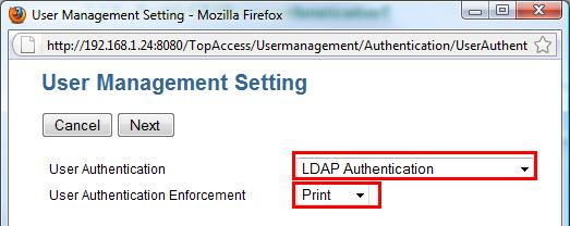 4. Press Next 5. Select the LDAP server you configured earlier. 6.