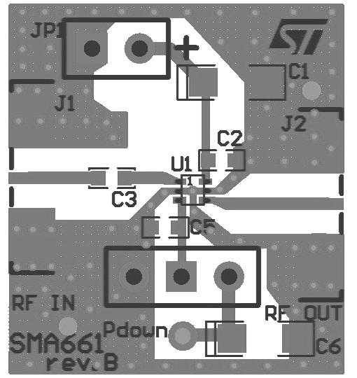 Evaluation board description Figure 14. Evaluation Board Layout 20 mm 18 mm Figure 15. Evaluation board cross section Note: Gerber files of the evaluation board are available on request.