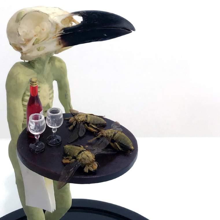 Cunts on Table 9 2015 Resin figure, magpie