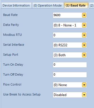7. Select the Operation Mode tab, the first line under modem mode should be set to (0) Point to Point Master when configuring the master radio and (1) Point to Point Slave