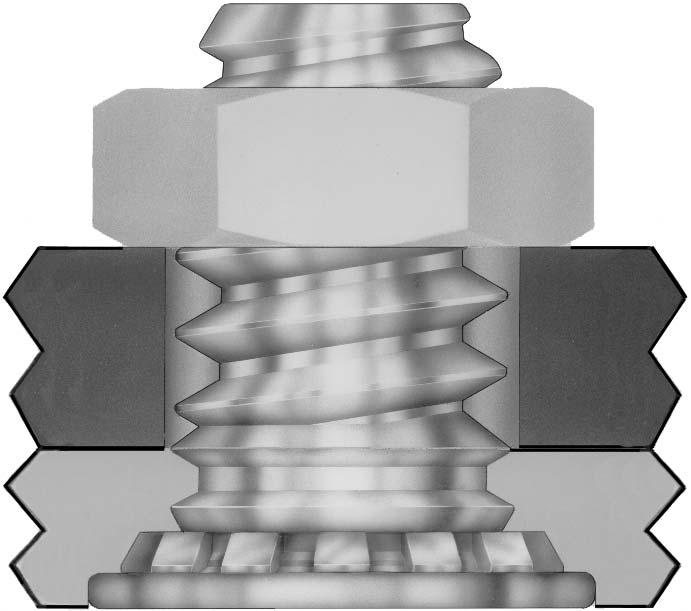 the anatomy of self-clinching typical self-clinching nut Direction of Installation Force Head Serrated Clinching Ring Provides Torque