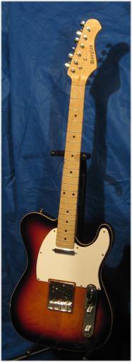 Fender Telecaster style Original Model: Fender Telecaster Headstock: inline 6 tuners on one side, flat w/ retainers Nut: plastic Scale Length: 25.