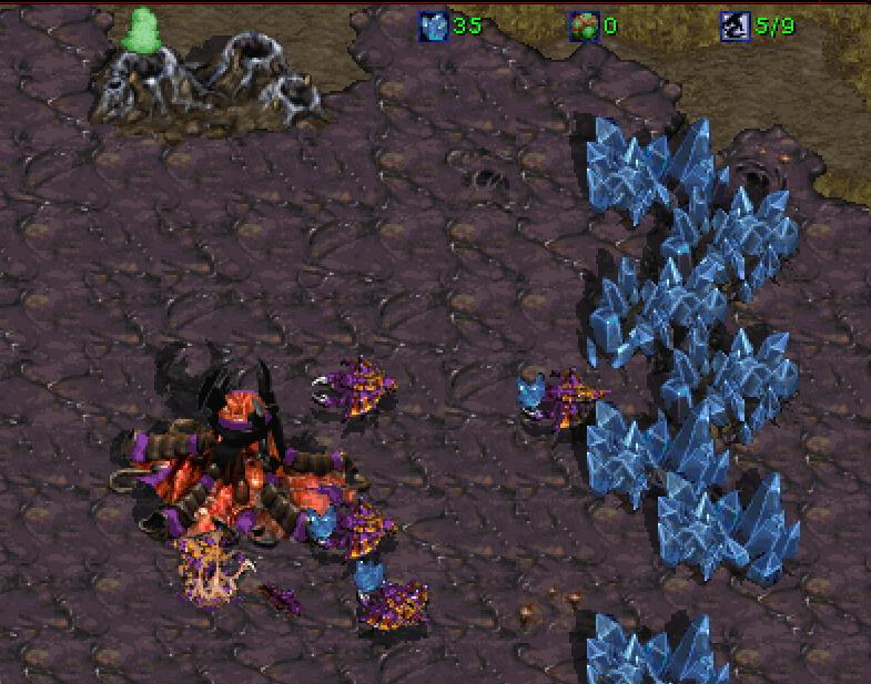 8 2. StarCraft Basics Figure 2.1: The start of a typical StarCraft game as Zerg Expanding When a player expands, it means that they are constructing a new base building at an unused base location.