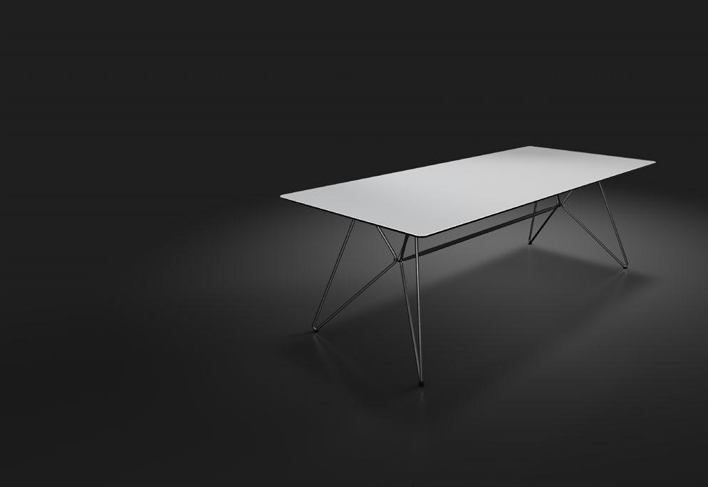 160 CM X 90 CM 205 CM X 100 CM 240 CM X 100 CM SKETCH DINING TABLE The beautiful sculpted metal legs give the SKETCH table a minimalistic and light look.