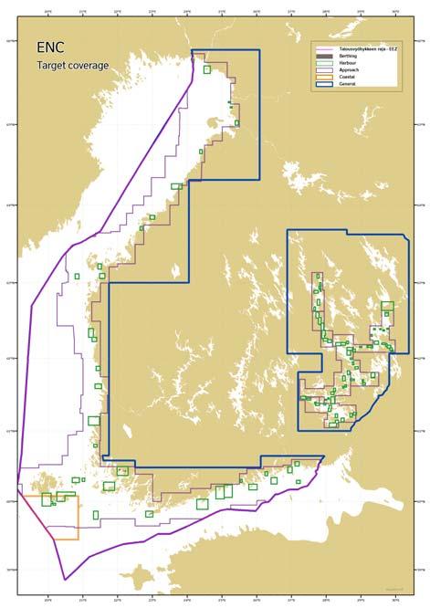 The chart transition from traditional Finnish nautical charts into INT charts is completed for sea areas for charts for SOLAS traffic (General, Approach and Harbour charts).