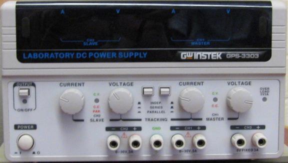 3.1 GW-Instek Laboratory DC Power Supply Model GPS-3303 The GW-Instek Model GPS-3303 has three sets of output terminals, the Master or CH1 output, the Slave or CH2 output and the 5V fixed output