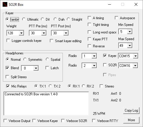 Chapter 4 SO2R Box Interface Program Form ever follows function. Louis H. Sullivan The SO2R Box interface program communicates with both the SO2R Box (plus) and the logging software.